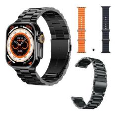 Imagem de Relógio Smartwatch Inteligente Preto 3 pulseiras WS09 para Homens e Mu