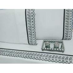 Imagem de Jogo Lençol Queen Leze 4 Peças 180 Fios 100 % Algodão Percal - INGRID 