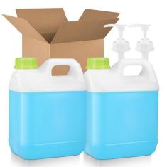 Imagem de UMETASS Jarro de plástico F-Style (pacote com 2) Recipientes de HDPE reutilizáveis seguros para alimentos, resistentes para água, molhos, sabonetes, detergentes, líquidos de mel com tampa rosqueada e