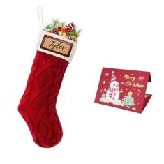 Imagem de Ulico Meia de Natal personalizada com remendos de couro, meias de Natal de família com nome personalizado, meias grandes de Natal de 45,7 cm para crianças, decoração de festas de fim de ano e lareira