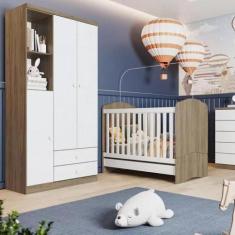 Imagem de Quarto de Bebê Completo Guarda Roupa 3 Portas 2 Gavetas com Berço 3 em