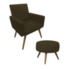 Imagem de Kit 01 Poltrona Decorativa Nina + Puff Giovana Suede Marrom