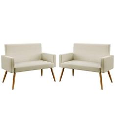 Imagem de Kit 2 Poltronas Namoradeiras Decorativas Nina Suede Bege Aradecor