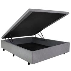 Imagem de Cama Box Baú Viúvo 120x203x34 cm Revestimento Sintético Cinza - Cama I