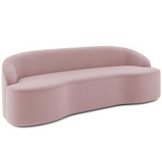 Imagem de Sofá 3 Lugares Curvo Sala de Estar Living Lótus D02 Veludo Rosê 210 cm
