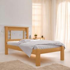 Imagem de Cama Solteiro Lavínia Naturalle E Off White Com Colchão