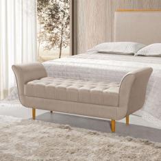 Imagem de Recamier Pés Palito Em Madeira Marajó 1,50m Capitonê Linho Bege