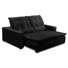 Imagem de Sofa Retratil Reclinavel 2 Lugares 2,40m Atlantis Veludo Preto LansofBR