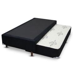 Imagem de Cama Box Bicama Auxiliar Solteiro Suede Espuma 8cm 40x88x188 Preto - H