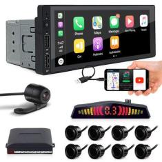 Imagem de Kit Multimídia 1 Din + Câmera Ré + Sensor 8 Pontos Preto Hyundai Azera