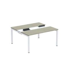 Imagem de Mesa Plataforma Dupla com Pé de Aço para Coworking 150X140/2P PDC15/14/2P Nogueira casblanca/Branco