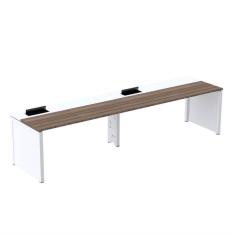 Imagem de Mesa de Plataforma Simples para 2 Pessoas Corporativa 120x792/2p Pscpp120/792/2p Walnut/Branco