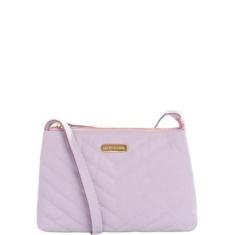 Imagem de Bolsa Tiracolo Leopoldine Lilás em Couro Legítimo com Textura Matelassê-Feminino