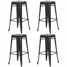 Imagem de Kit 4 Banquetas Alta Para Bar Balcão Bancada Pub Bistrô Cozinha Americana Tolix Iron Industrial Preto