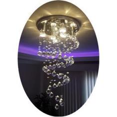 Imagem de Lustre De Cristal Espiral,Base Inox 30Cm Diâmetros  Com 1,10 Metros Altura , Esferas De 40Mm K9