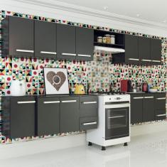 Imagem de Cozinha Completa Yasmin 12 Portas 4 Gavetas Preto Fosco - Panorama Móveis