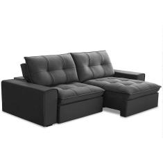 Imagem de Sofá Retrátil Reclinável 3 Lugares 210Cm Argon F05 Veludo Grafite - Mpozenato