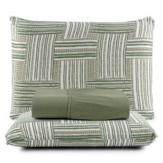 Imagem de Jogo De Cama 100% Algodão Queen 3 Peças Estampado Liso - Entrou Compro