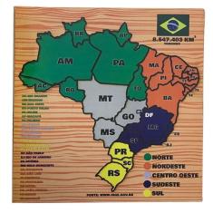 Imagem de Quebra-cabeça mapa do brasil brinquedo educativo em mdf
