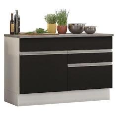Imagem de Balcão de Pia Madesa Glamy 120 cm 1 Porta e 2 Gavetas (Com Tampo) - Branco/Preto