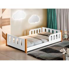 Imagem de Cama Montessori Infantil Camila Branco com 02 Luminárias e Colchão Divaloto