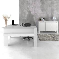 Imagem de Mesa para Escritório em L com Balcão 3 Portas Espresso Móveis Branco