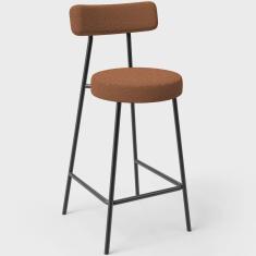 Imagem de Banqueta Baixa Para Cozinha Sala De Jantar Bar Bancada Milão L02 Bouclê Terracota - Lyam Decor