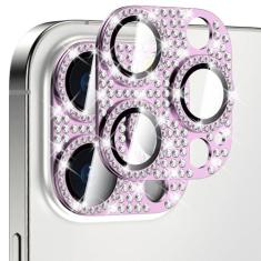 Imagem de JOLOJO Pacote com 2 capas protetoras de lente de câmera Bling Diamond compatível com 15 Pro/15 Pro Max cobertura total película protetora de tela [atualização] Resistente a quebras/arranhões Ultra