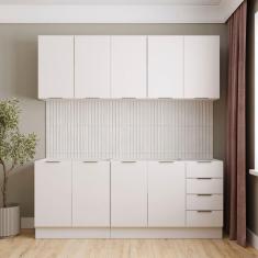 Imagem de Cozinha Modulada 4 Peças sem Tampo com Rodapé 2 Aéreos e 2 Balcões Ipanema Cabecasa Madeiramadeira Branco