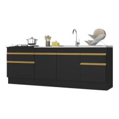 Imagem de Kit 2 Balcões Com Rodapé Gabinete Pia 150 Cm E Cooktop 70 Cm Veneza Gb