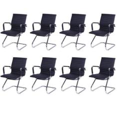 Imagem de Kit 8 Cadeiras para Escritorio Interlocutor Base Fixa Esteirinha mater