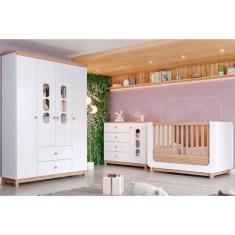 Imagem de Quarto de Bebê Completo Aconchego 3 Peças (1 Guarda Roupa + 1 Berço + 