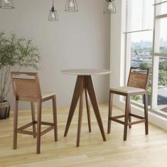 Imagem de Conjunto Bistrô 1 Mesa 2 Banquetas Rattan Pinhão