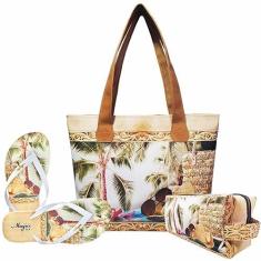 Imagem de Kit Praia Feminino com Bolsa, Necessaire e Chinelo Magicc Bolsas KIT-053