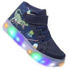 Imagem de Tenis Botinha Masculino De Led Com Calce Facil Infantil Dinossauro Per
