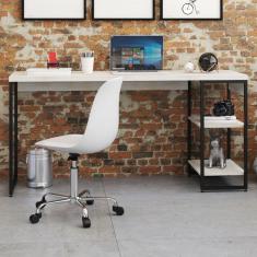 Imagem de Mesa Escrivaninha 2 Prateleiras Snow/preto 14908 - Compace