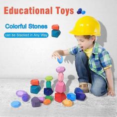 Imagem de Conjunto de brinquedos educativos de empilhamento de madeira Balancing Stones