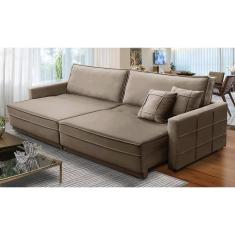 Imagem de Sofá Sem Caixa Retrátil Reclinável 2,30m Karen Veludo Cappuccino Adonai Estofados