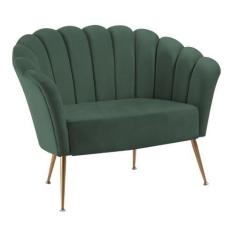 Imagem de Sofá Pétala Slim Veludo Verde Aço Dourado - DAF Mobiliário