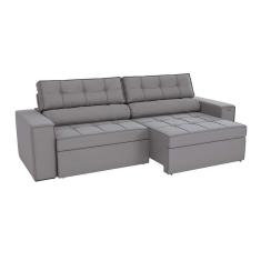 Imagem de sofá 4 lugares retrátil e reclinável lanus veludo titânio 270 cm