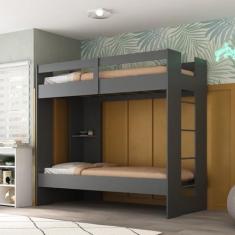 Imagem de Beliche Solteiro Savana 1 Prateleira Espresso Móveis Grafite