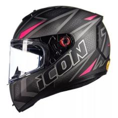 Imagem de Capacete Peels Icon 23 Fast Preto Fosco Rosa Moto Track Day, 62