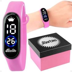 Imagem de Relogio Digital Infantil Rosa Barbie Prova Dagua Criança Pink Presente Resistente Pulseira Ajustavel