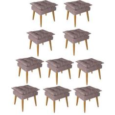Imagem de Kit 10 Puff Puf Banqueta Opala Para Quarto Sala Recepção Suede Marrom 