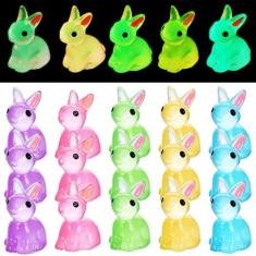 Imagem de Mini Animais De Resina Decorações De Páscoa Para Mesa: Decoração Luminosa De Coelhinho Da Páscoa Brilho Nas Mini Figuras Para Se Esconder A Granel Para Enchimentos De De