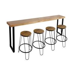 Imagem de Conjunto Guatemala Mesa 220cm Aparador Com 4 Banquetas Industriais Base Em Ferro Preto Preto