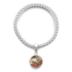 Imagem de DIYthinker Pulseira de prata com pingente redondo de paisagem nacional de Roma da Itália