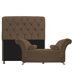 Imagem de Kit Cabeceira Lady e Recamier Taty 140 cm Casal Suede Marrom - Amarena Móveis