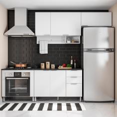 Imagem de Cozinha Compacta Bartira Rubi com 5 Portas, 3 Gavetas e 3 Prateleiras - 260,2cm de largura - Branco
