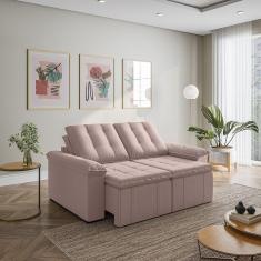 Imagem de Sofá Palmeira Retrátil Reclinável sem Caixa 3 Lugares 180cm Veludo com Molas CabeCasa MadeiraMadeira Rosa